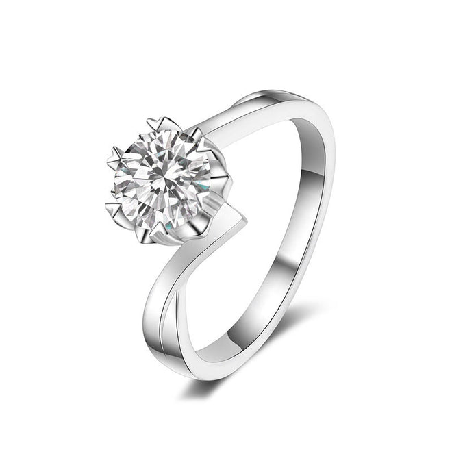 Snowflake White Gold Plated S925 Sterling Silver Moissanite Ring D Color VVS1 Clarity