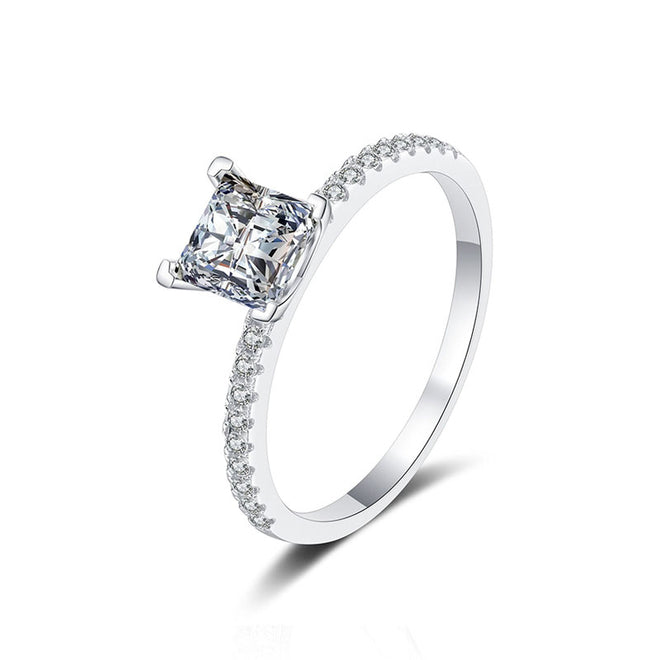 Princess Cut White Gold Plated S925 Sterling Silver Moissanite Ring