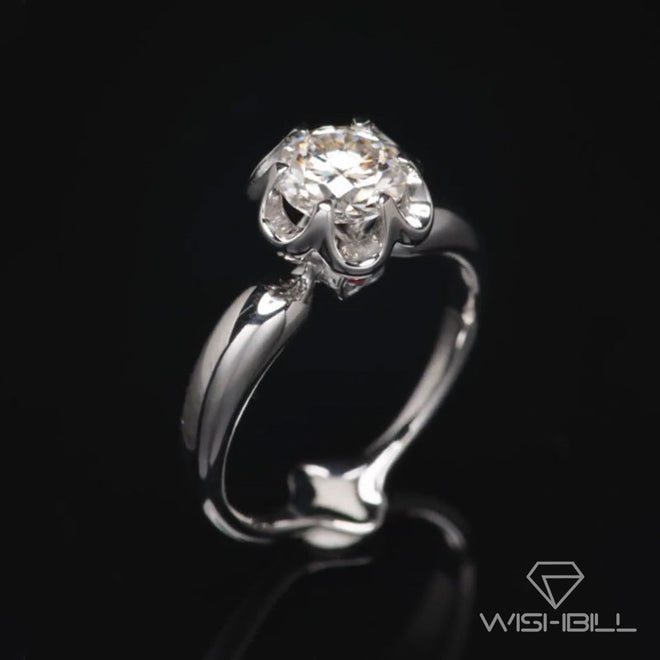 Dolphin Heart Pure Handmade Moissanite Ring S925 Sterling Silver D Color Support customization HT